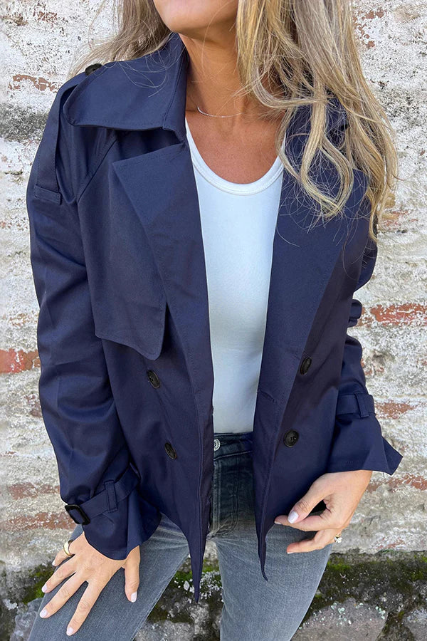 GABARDINA CRUZADA DE PUNTOS ELEGANTE